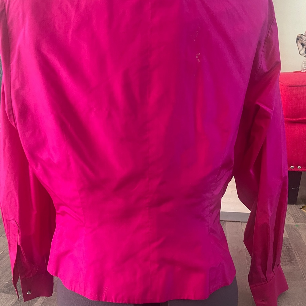 Fushia Bow Tie Ellen Tracy shirt with rhinestone buttons